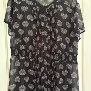 Torrid Black and White Heart Blouse